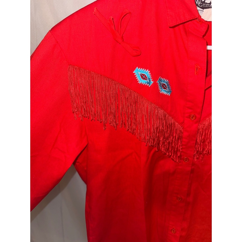 Western Collection Red Fringe Embroidered Western Shirt Womens Size 8 - Picture 4 of 8